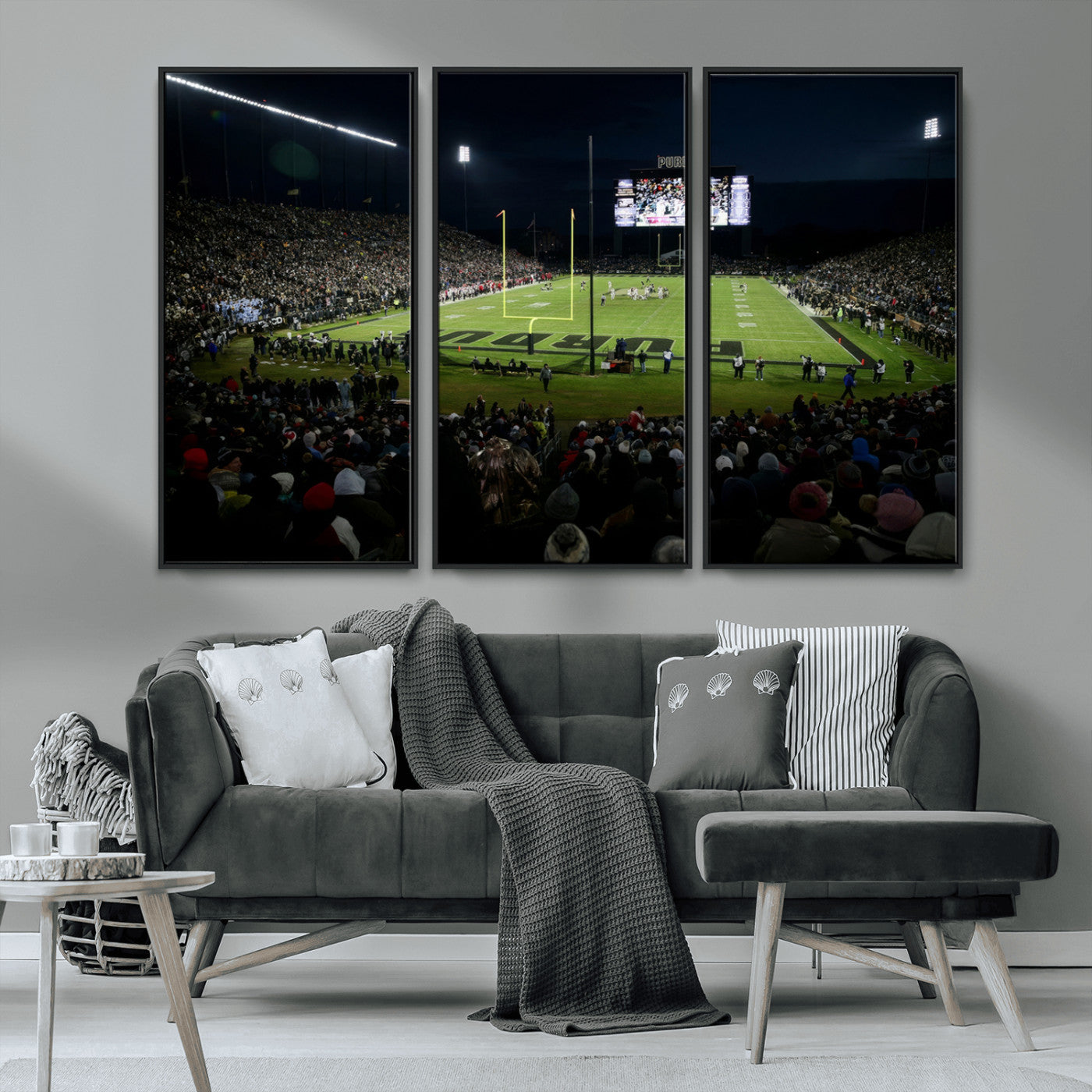 MGV-FC-48X32-3P - Purdue Boilermakers Football Team Print - West Lafayette Ross–Ade Stadium Wall Art Canvas Print