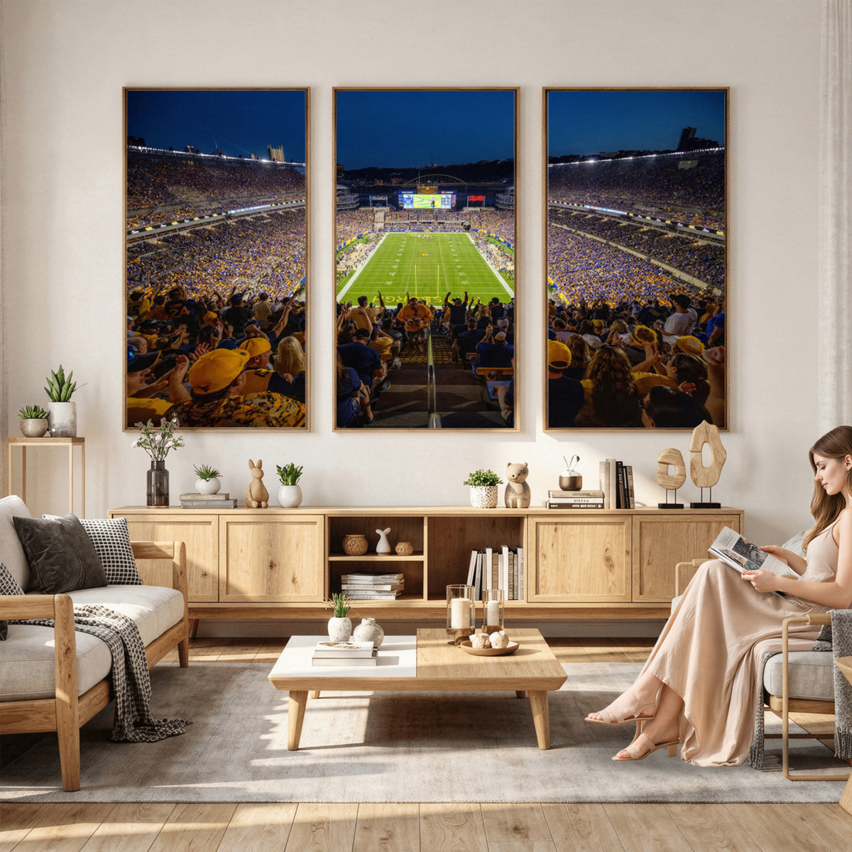 62297-MGV-CV-36X24 - Pittsburgh Panthers Football Team Print - Pittsburgh Acrisure Stadium Wall Art Canvas Print