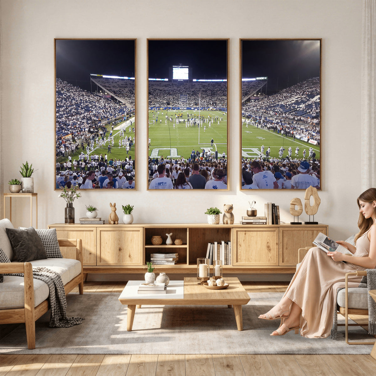 65036-MGV-CV-36X24 - Brigham Young University Cougars Football Print Canvas - Provo LaVell Edwards Stadium Wall Art