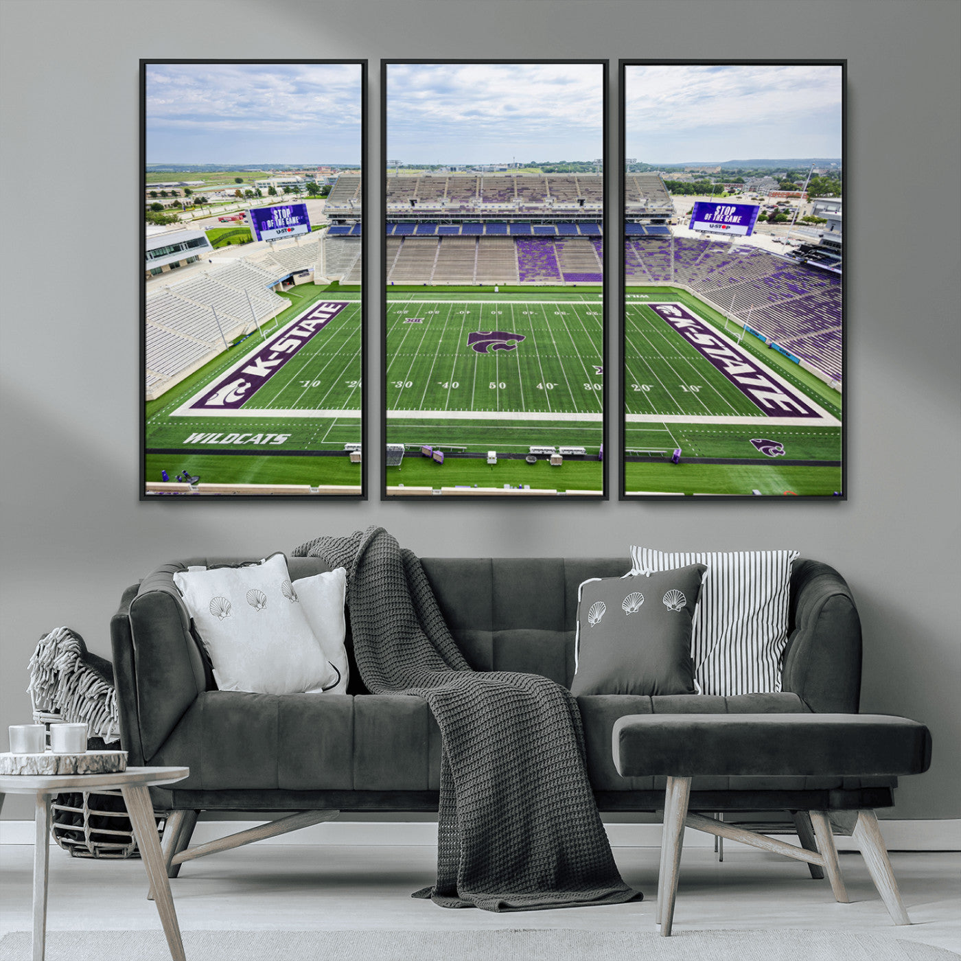 MGV-FC-48X32-3P - KState Wildcats Football Team Print - Manhattan Bill Snyder Family Football Stadium Wall Art Canvas