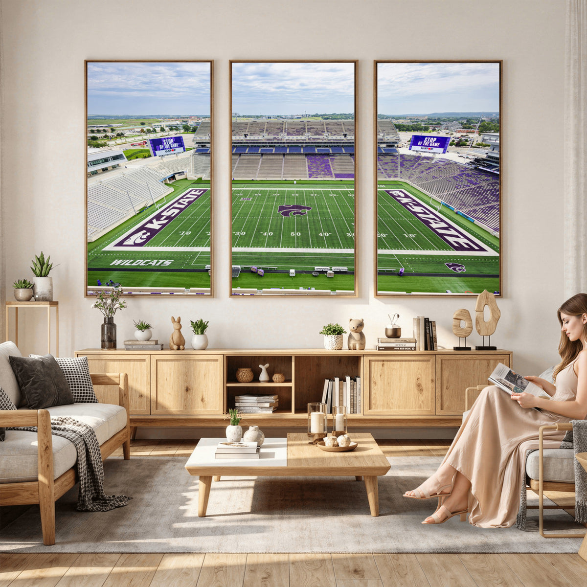 29452-MGV-CV-36X24 - KState Wildcats Football Team Print - Manhattan Bill Snyder Family Football Stadium Wall Art Canvas