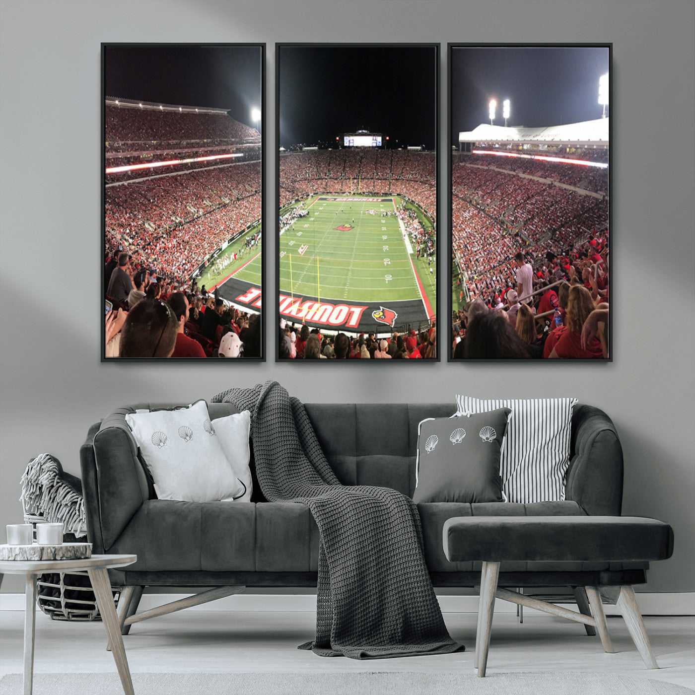 MGV-FC-48X32-3P - University of Louisville Cardinals Football Team Print - Louisville Cardinal Stadium Wall Art Canvas