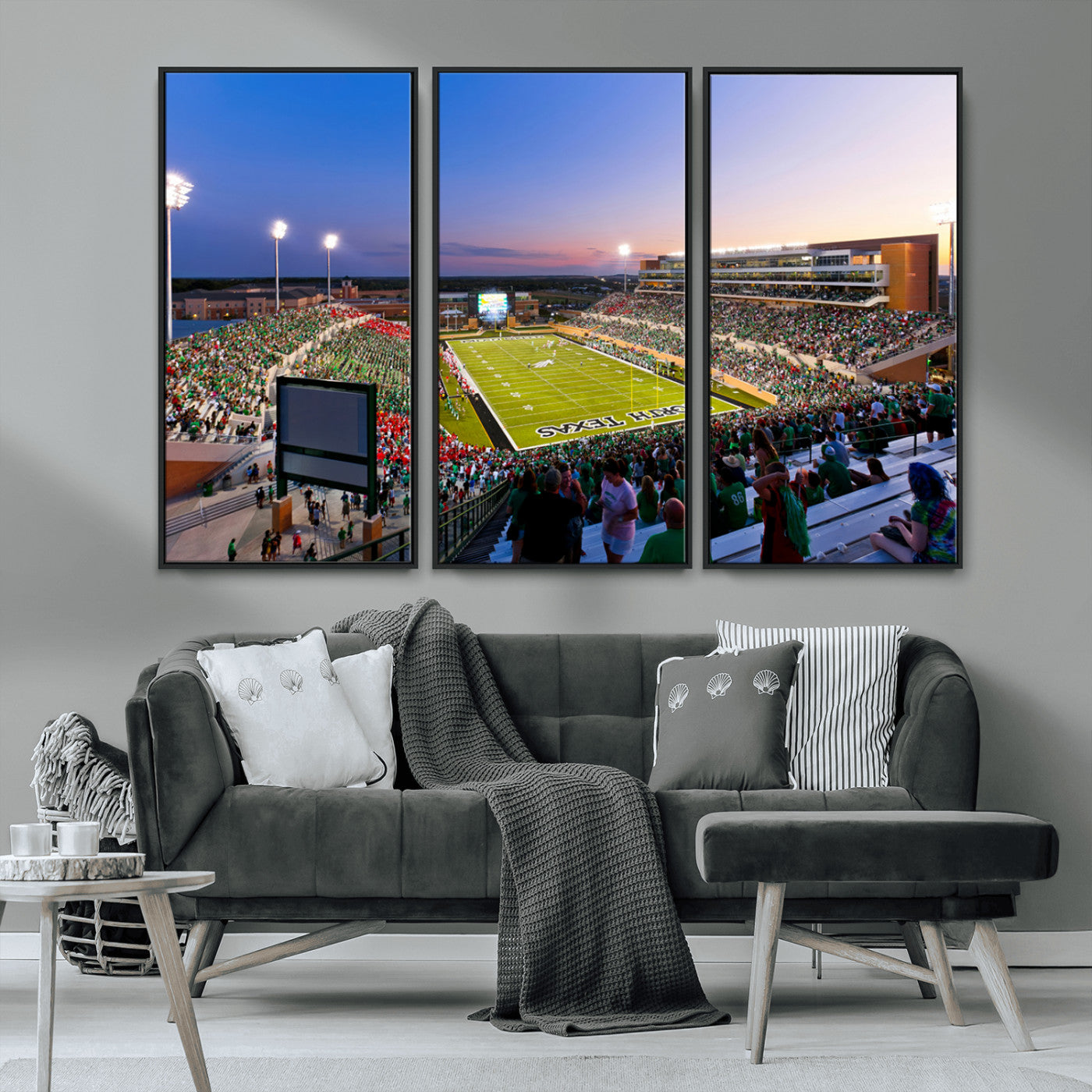 MGV-FC-48X32-3P - University of North Texas Mean Green Football Team Print - Denton DATCU Stadium Canvas Print Wall
