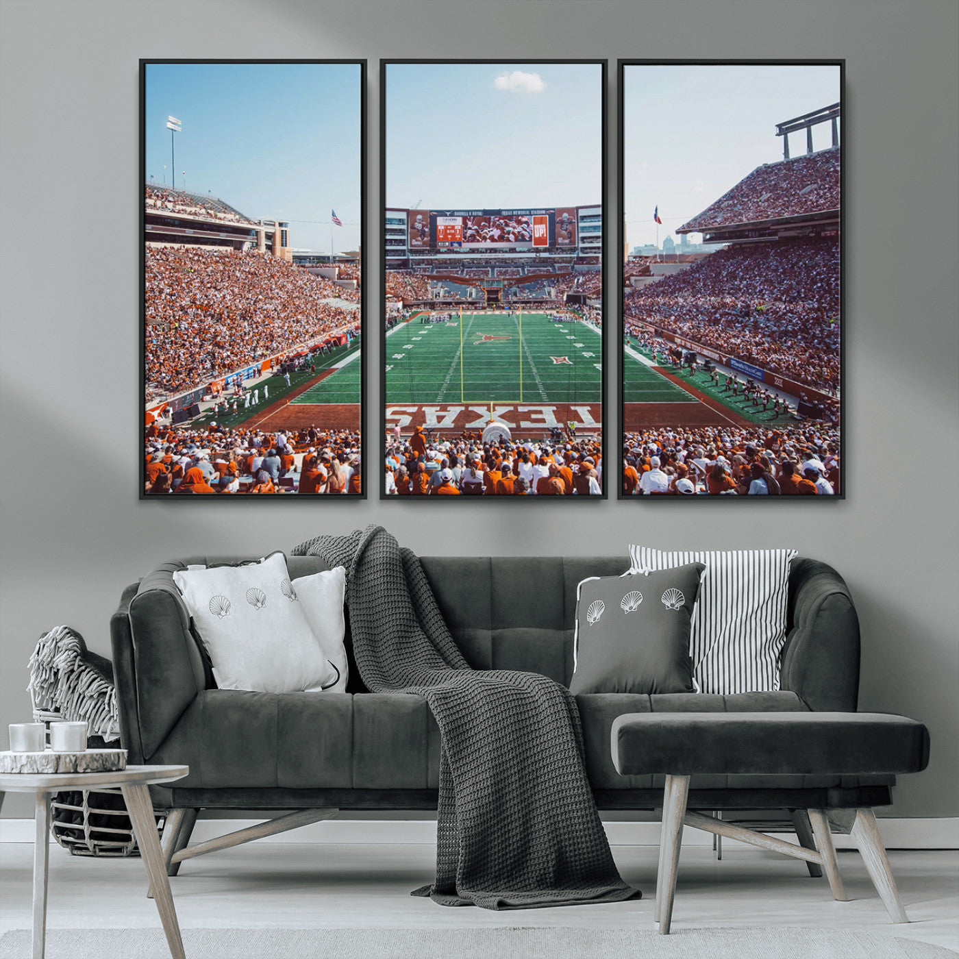 MGV-FC-48X32-3P - Framed Texas Memorial Stadium Canvas, University of Texas Longhorns Football Team Print - Austin