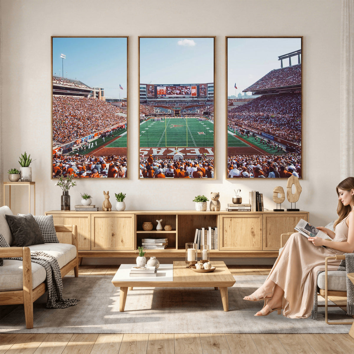 14826-MGV-CV-36X24 - Framed Texas Memorial Stadium Canvas, University of Texas Longhorns Football Team Print - Austin
