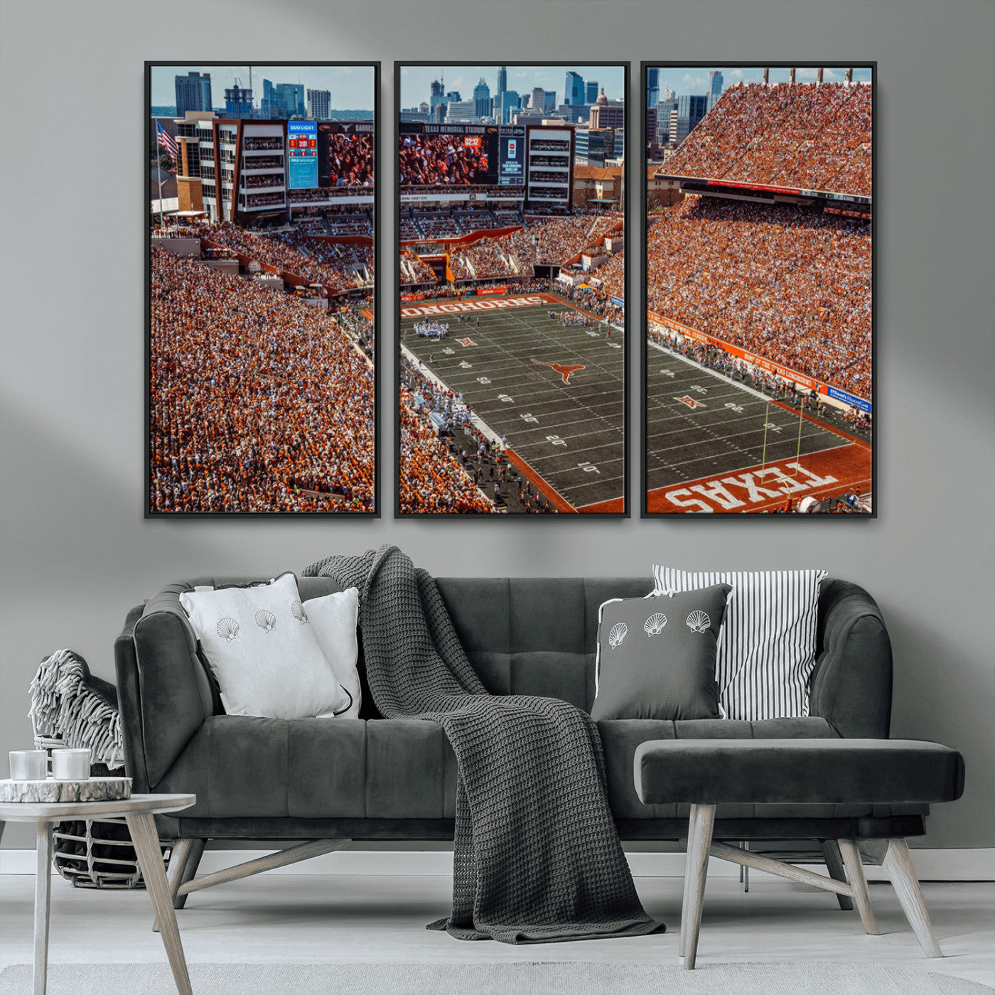 MGV-FC-48X32-3P - University of Texas Longhorns Football Team Print - Austin Darrell K Royal-Texas Memorial Stadium