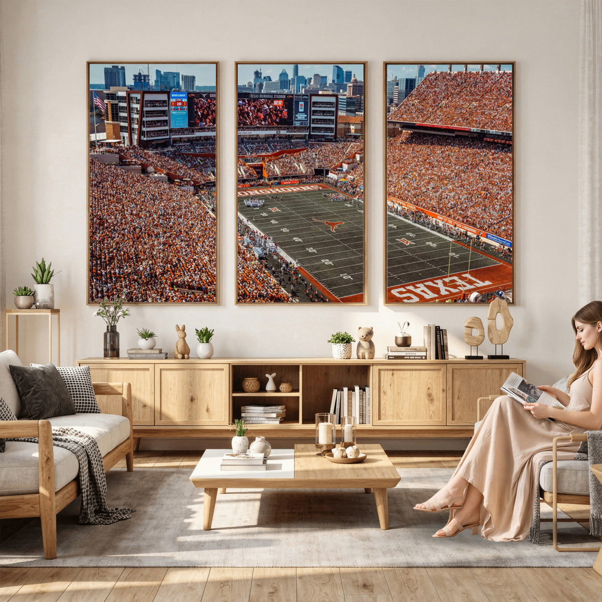 92103-MGV-CV-36X24 - University of Texas Longhorns Football Team Print - Austin Darrell K Royal-Texas Memorial Stadium