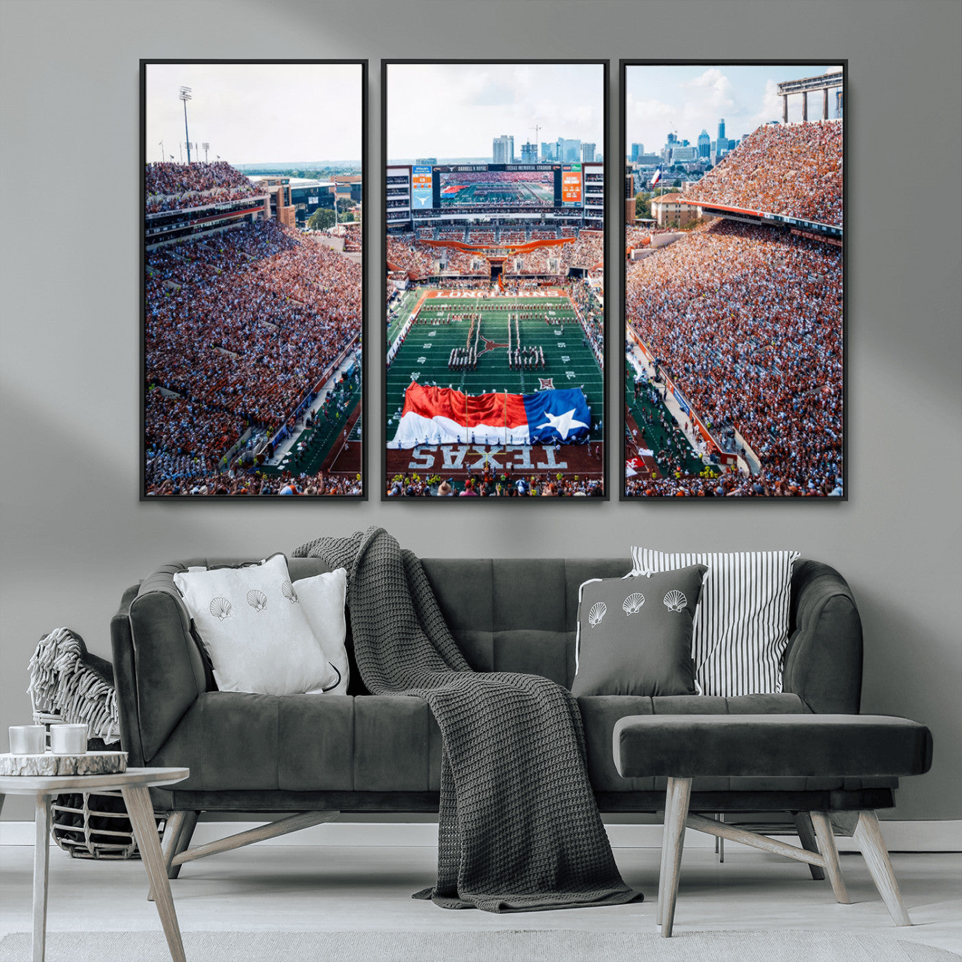 MGV-FC-48X32-3P - University of Texas Longhorns Football Team Canvas Print - Austin Darrell K Royal-Texas Memorial