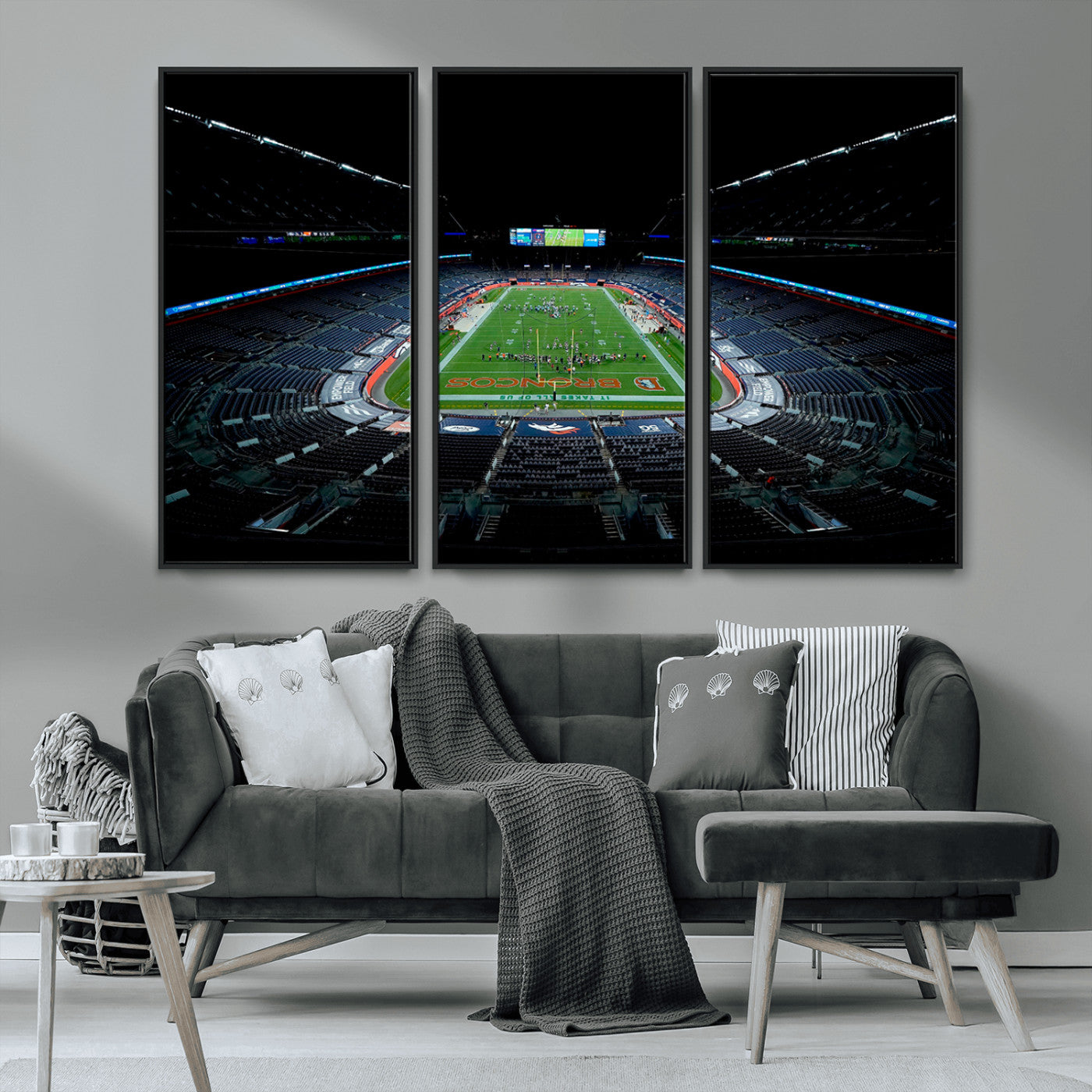 MGV-FC-48X32-3P - Denver Broncos Football Team Print Canvas- Denver Empower Field at Mile High Stadium Wall Art Canvas