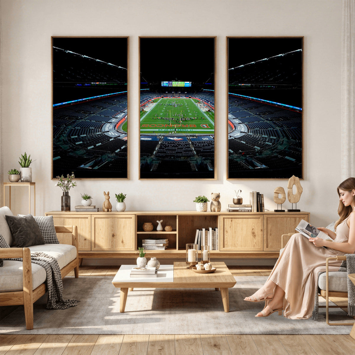 14797-MGV-CV-36X24 - Denver Broncos Football Team Print Canvas- Denver Empower Field at Mile High Stadium Wall Art Canvas