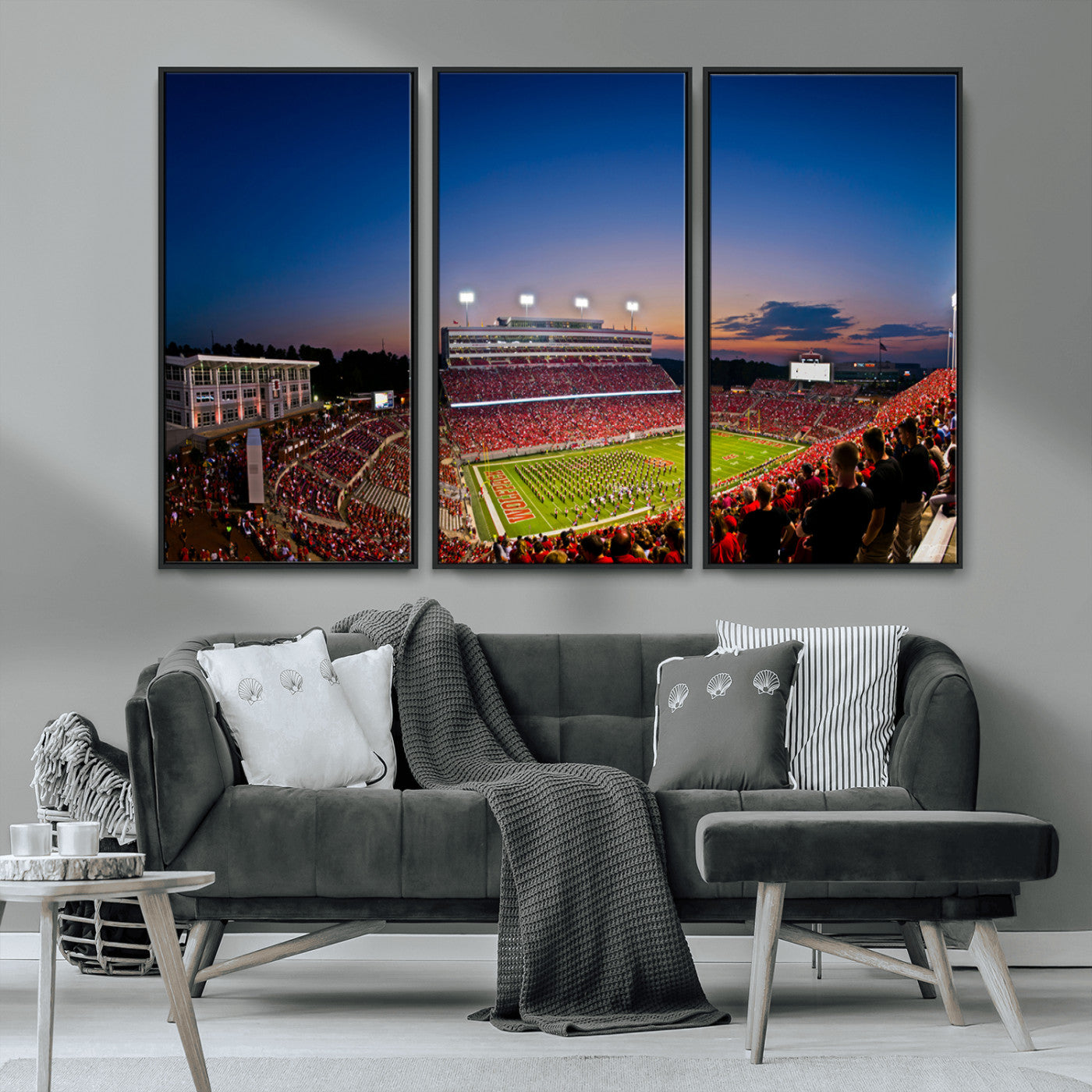 MGV-FC-48X32-3P - Wolfpack Football Team Wall Art Print - Raleigh Carter-Finley Stadium Wall Art Canvas Print