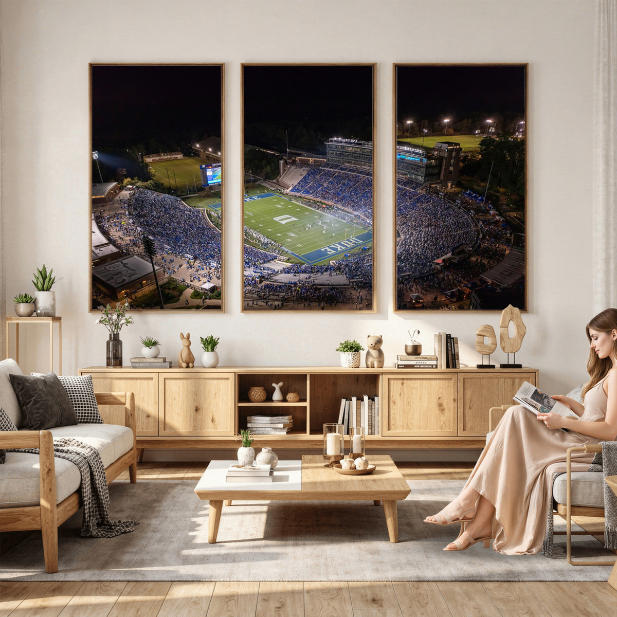 42347-MGV-CV-36X24 - Duke University Blue Devils Football Print Canvas - Durham Wallace Wade Stadium Wall Art Canvas