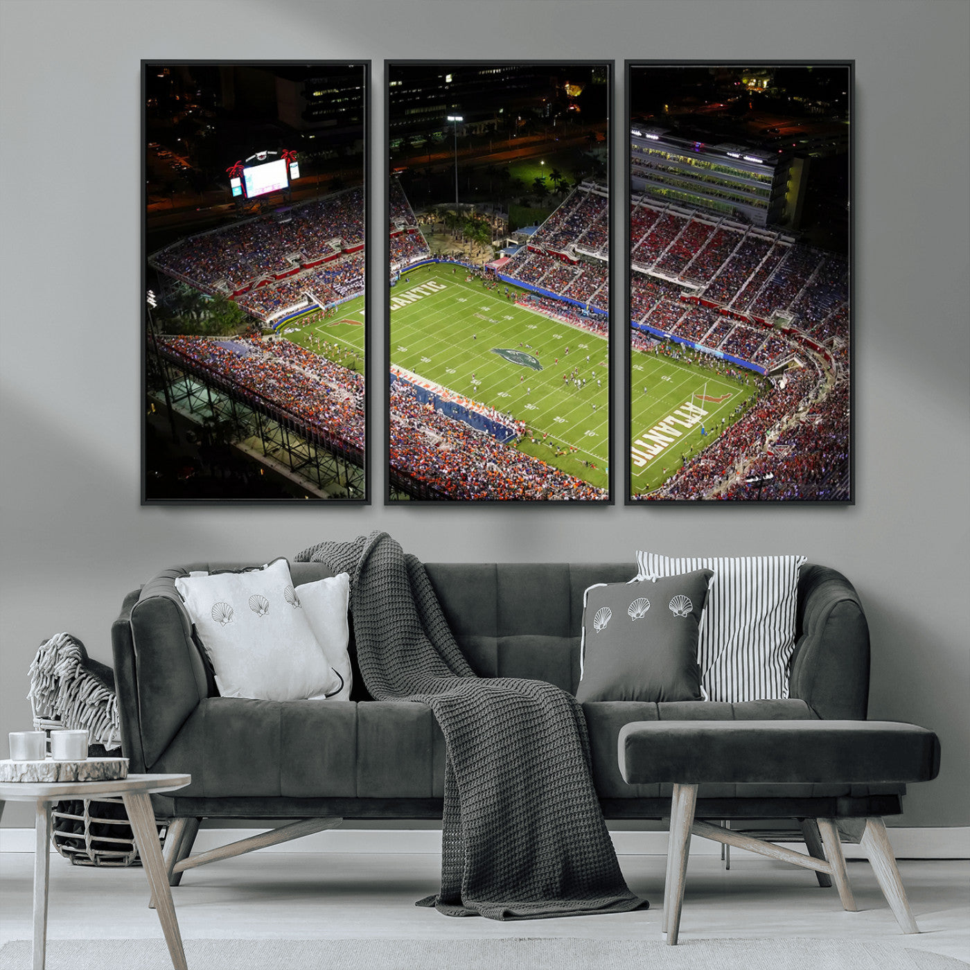 MGV-FC-48X32-3P - Florida Atlantic University Owls Canvas Print, Football Team Print - Boca Raton FAU Stadium Wall Art