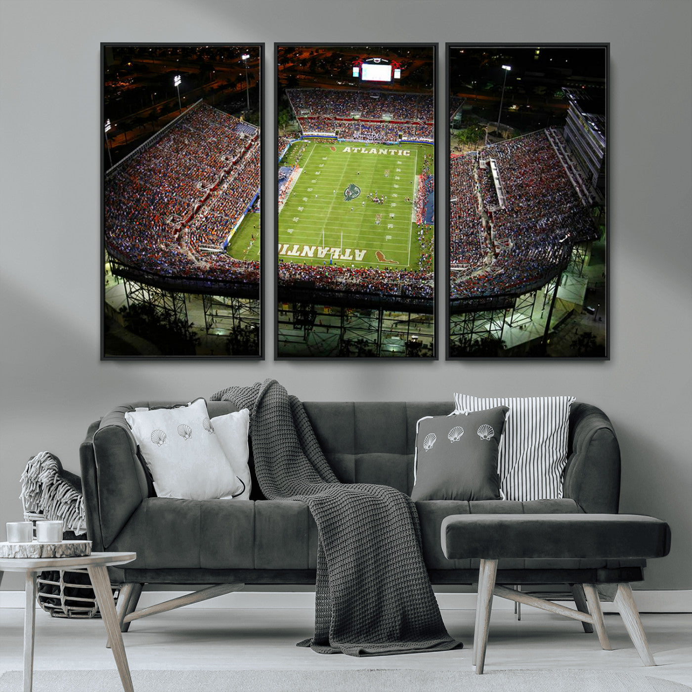 MGV-FC-48X32-3P - Florida Atlantic University Owls Football Team Print - Boca Raton FAU Stadium Wall Art Canvas Print