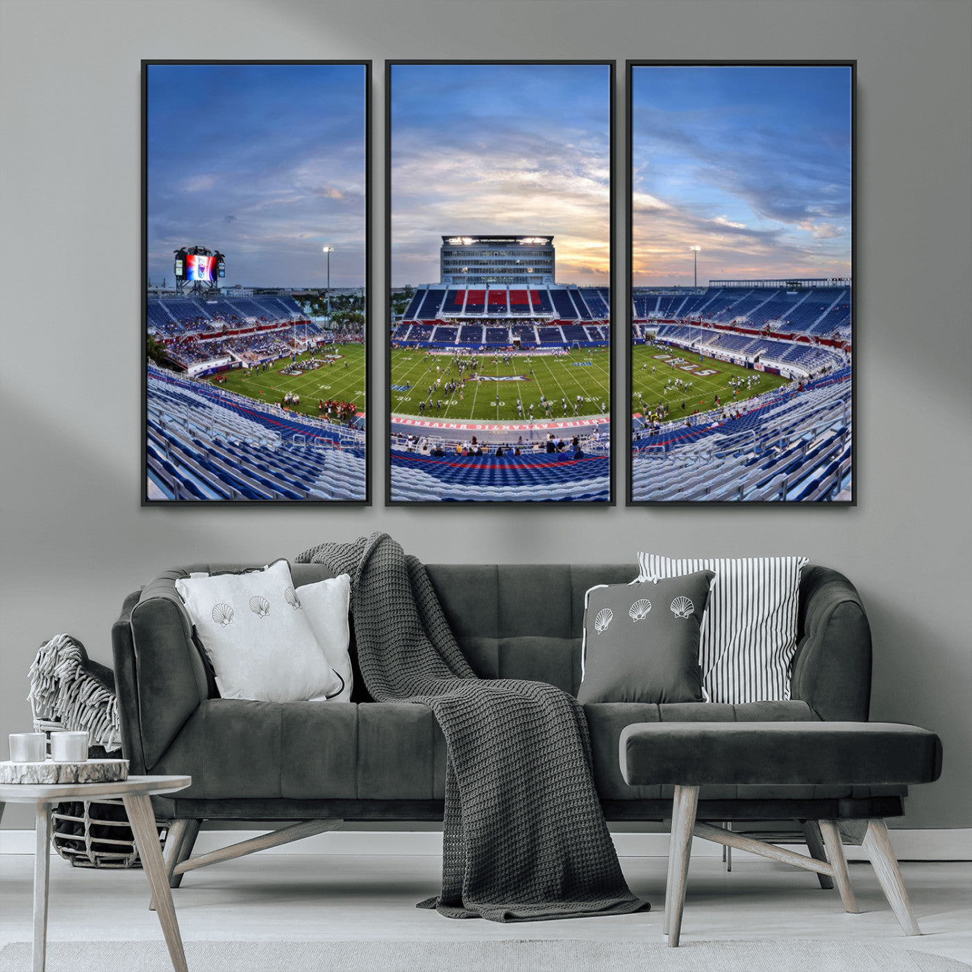 MGV-FC-48X32-3P - Florida Atlantic University Owls Football Team Print - Boca Raton FAU Stadium Wall Art Canvas Print