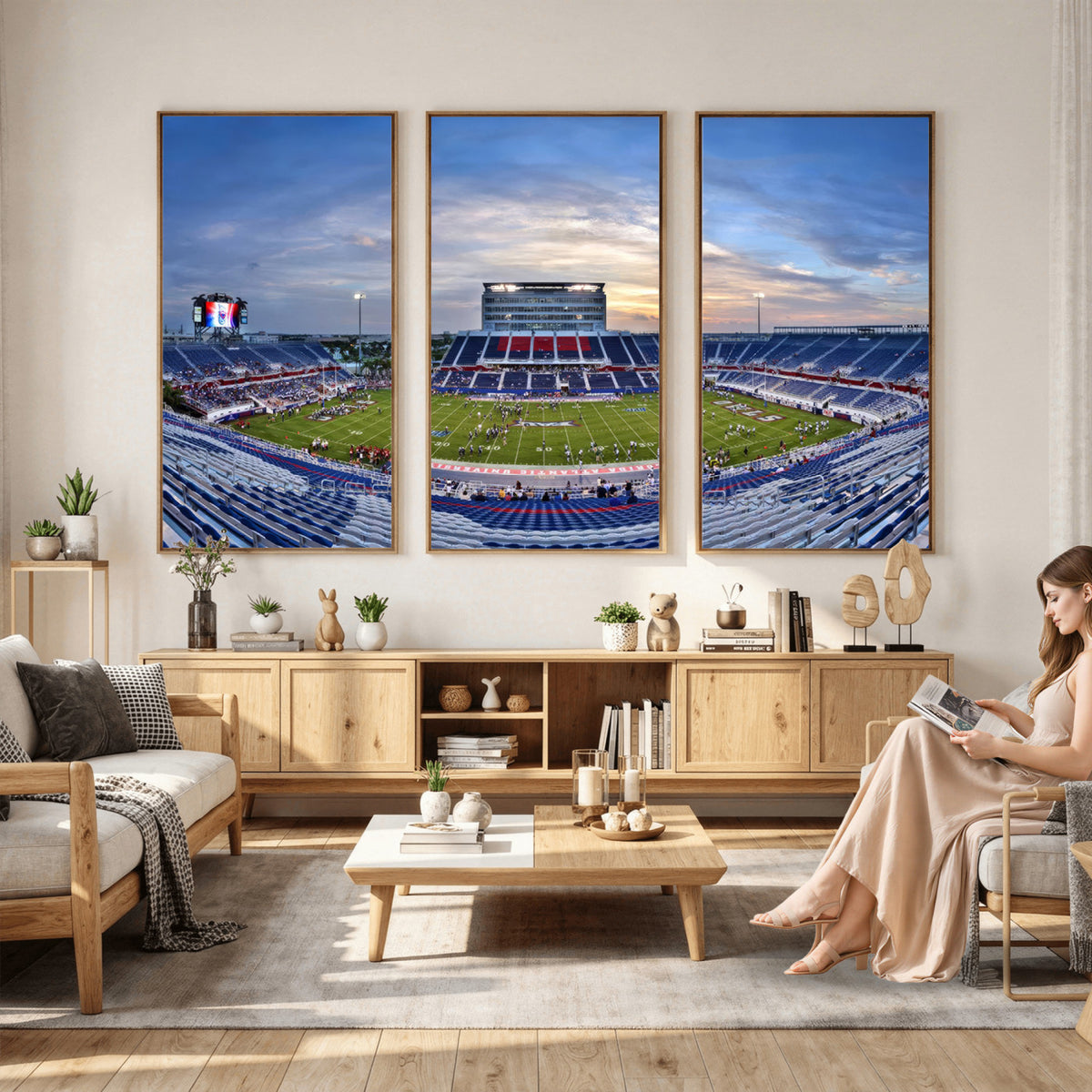 69559-MGV-CV-36X24 - Florida Atlantic University Owls Football Team Print - Boca Raton FAU Stadium Wall Art Canvas Print