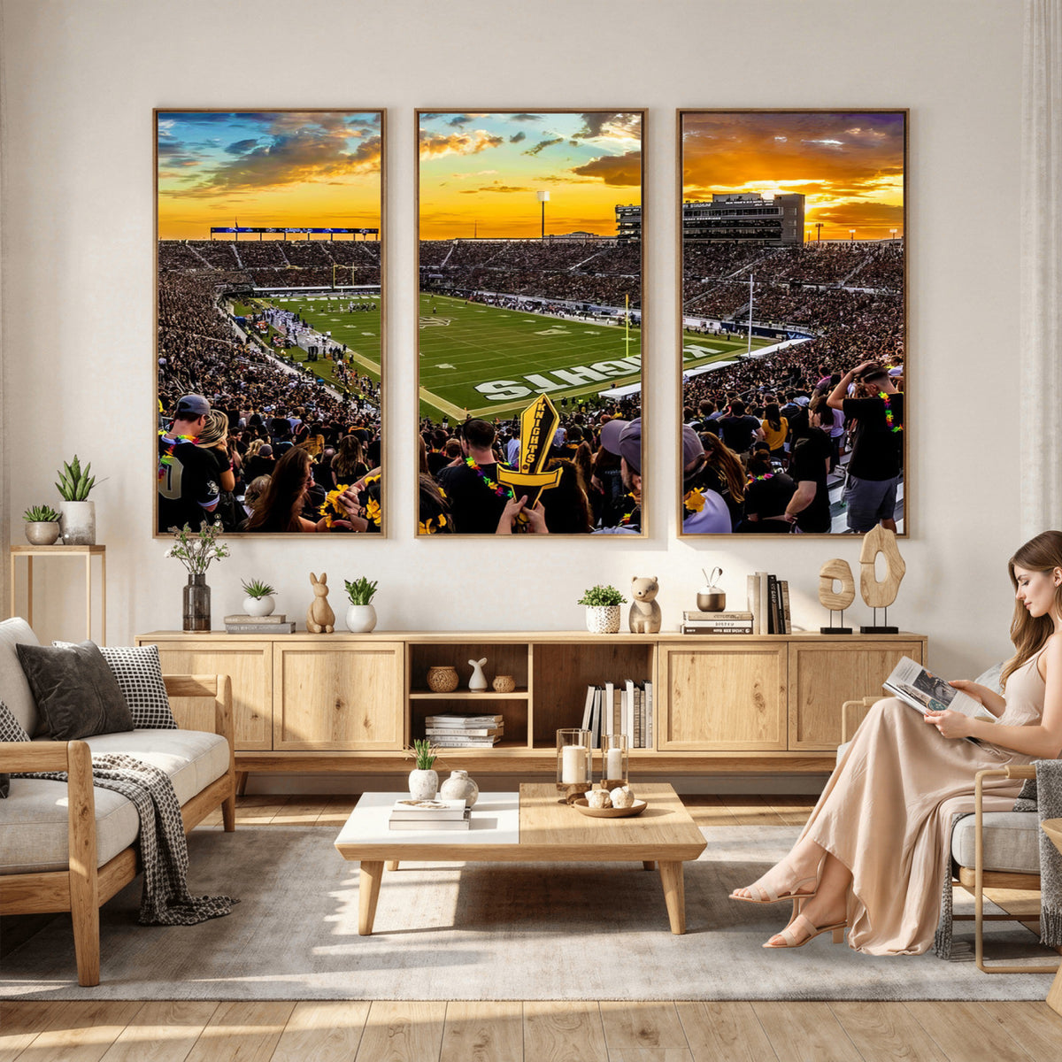 66803-MGV-CV-36X24 - UCF Knights Football Team Print - Orlando FBC Mortgage Stadium, UCF Knights Wall Art Canvas Print