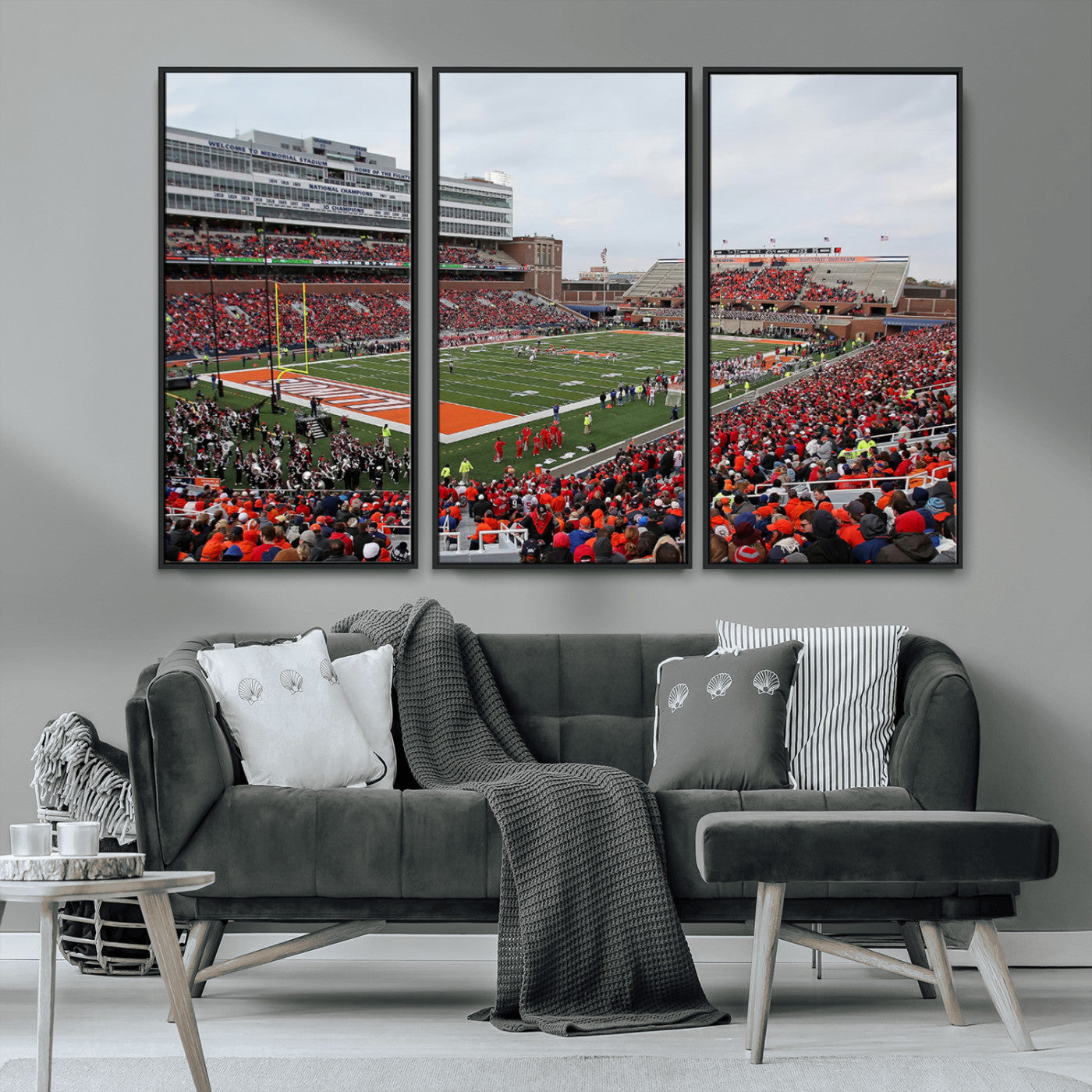 MGV-FC-48X32-3P - University of Illinois Fighting Illini Football Team Print - Champaign Illinois Memorial Stadium