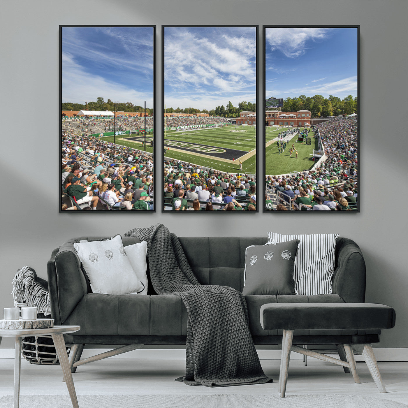 MGV-FC-48X32-3P - University of Charlotte 49ers Football Team Print - Charlotte Jerry Richardson Stadium Canvas Print