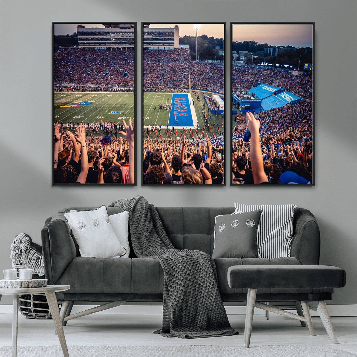 MGV-FC-48X32-3P - University of Kansas Jayhawks Football Team Art Print - Lawrence Kansas Memorial Stadium Wall Art