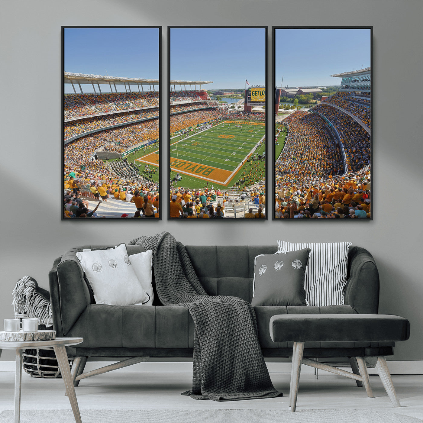 MGV-FC-48X32-3P - Baylor University Bears Football Team Print - Waco McLane Stadium Wall Art Canvas Print