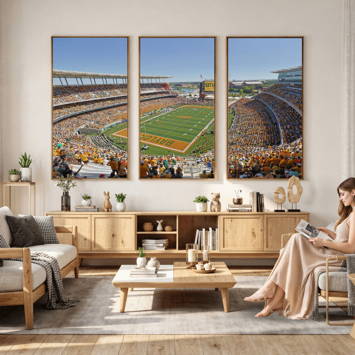 49912-MGV-CV-36X24 - Baylor University Bears Football Team Print - Waco McLane Stadium Wall Art Canvas Print
