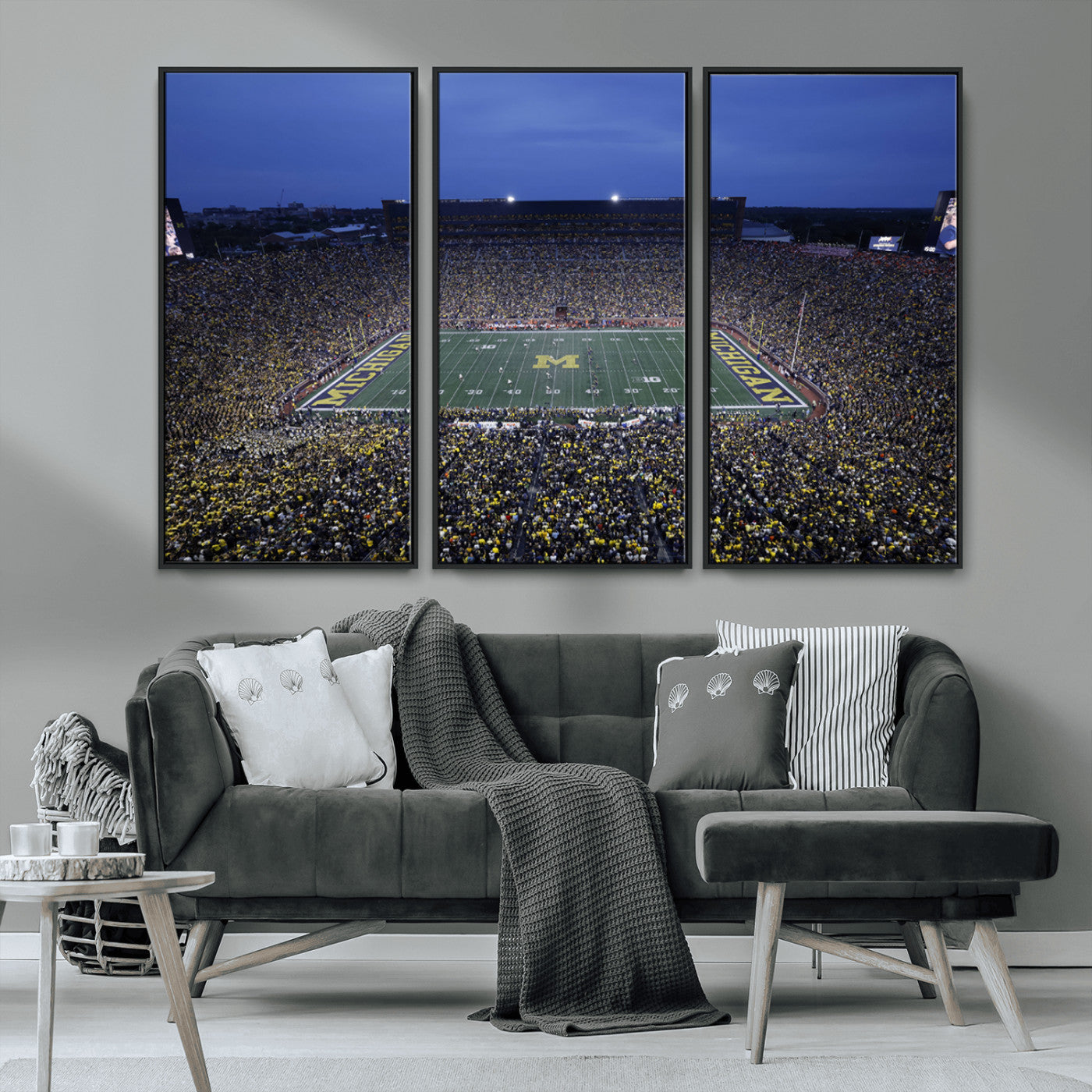 MGV-FC-48X32-3P - University of Michigan Wolverines Football Team Print - Ann Arbor Michigan Stadium Wall Art Canvas