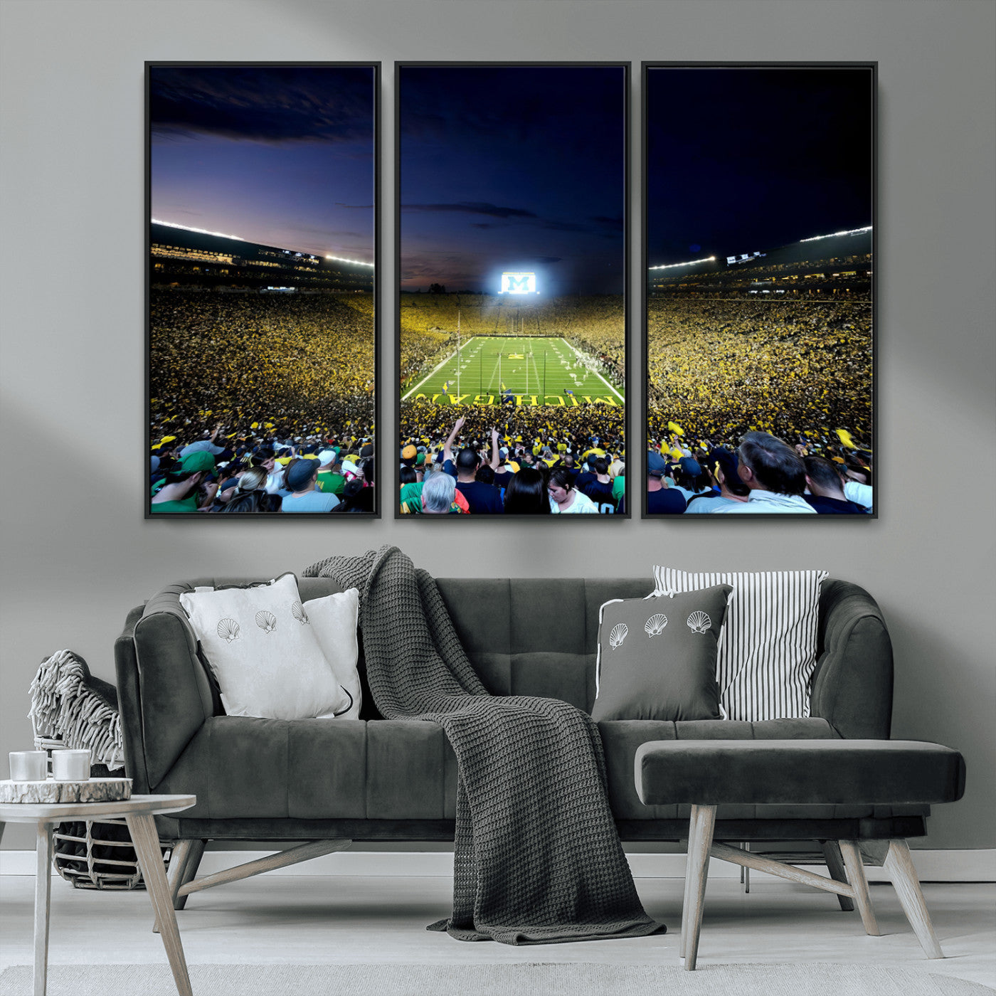 MGV-FC-48X32-3P - University of Michigan Wolverines Football Team Print - Ann Arbor Michigan Stadium Canvas Print