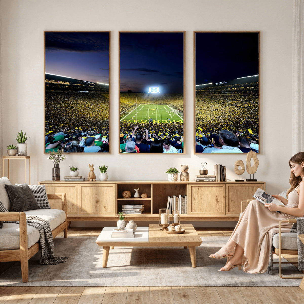 22115-MGV-CV-36X24 - University of Michigan Wolverines Football Team Print - Ann Arbor Michigan Stadium Canvas Print