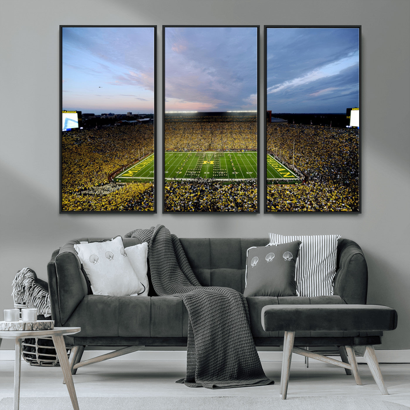 MGV-FC-48X32-3P - University of Michigan Wolverines Football Team Print - Ann Arbor Michigan Stadium Wall Art Canvas