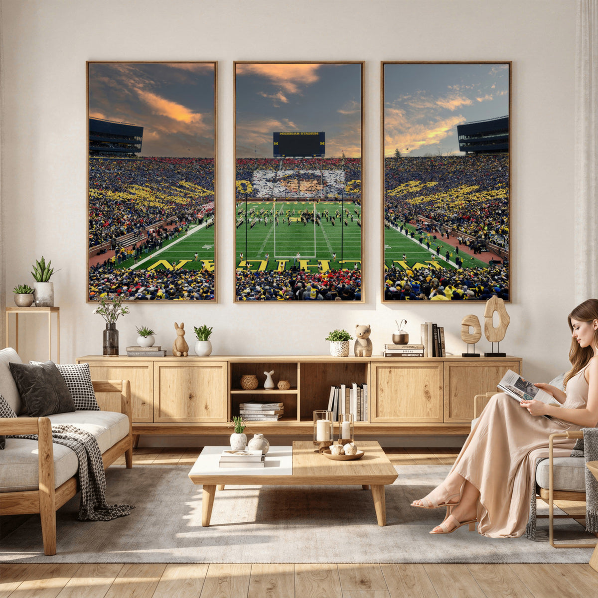 81843-MGV-CV-36X24 - University of Michigan Wolverines Print Canvas, Football Team Print - Ann Arbor Michigan Stadium