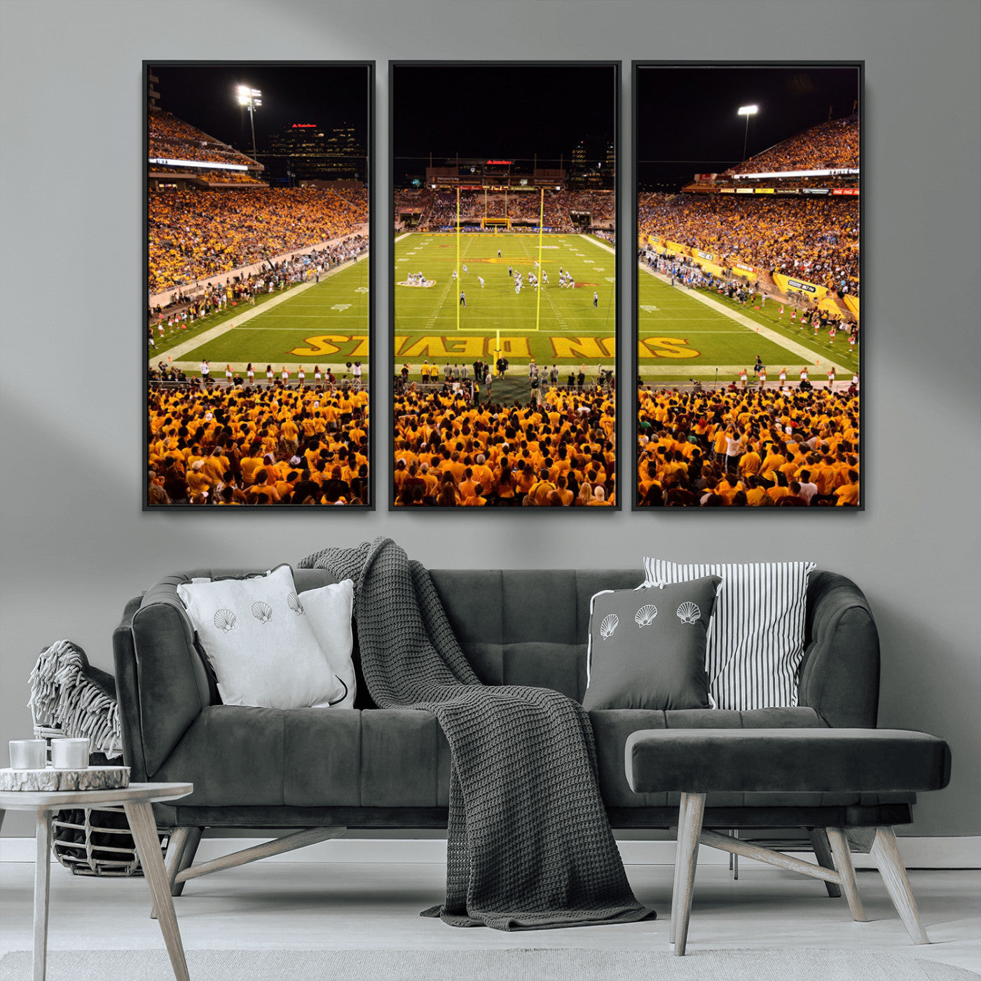 MGV-FC-48X32-3P - ASU Sun Devils Football Team Print - Phoenix Mountain America Stadium Wall Art Canvas Print