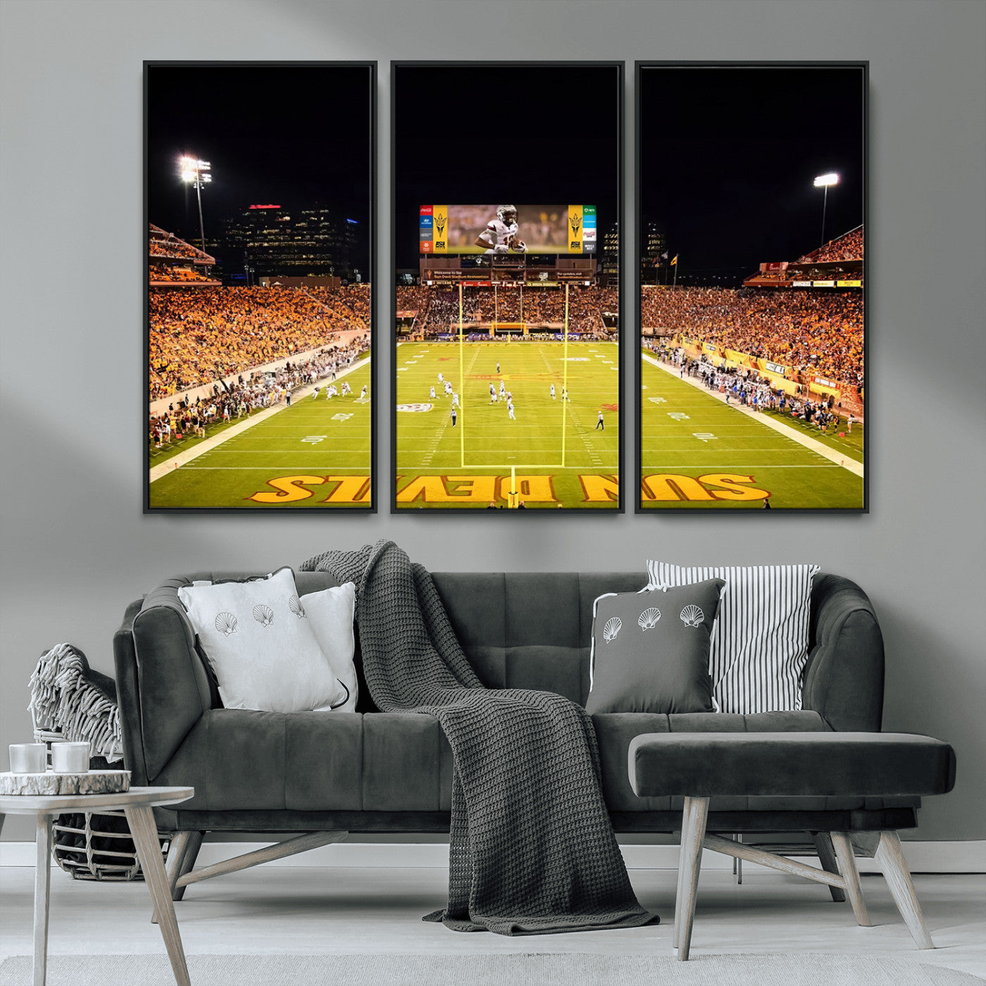 MGV-FC-48X32-3P - ASU Sun Devils Football Team Print - Phoenix Mountain America Stadium Canvas Print