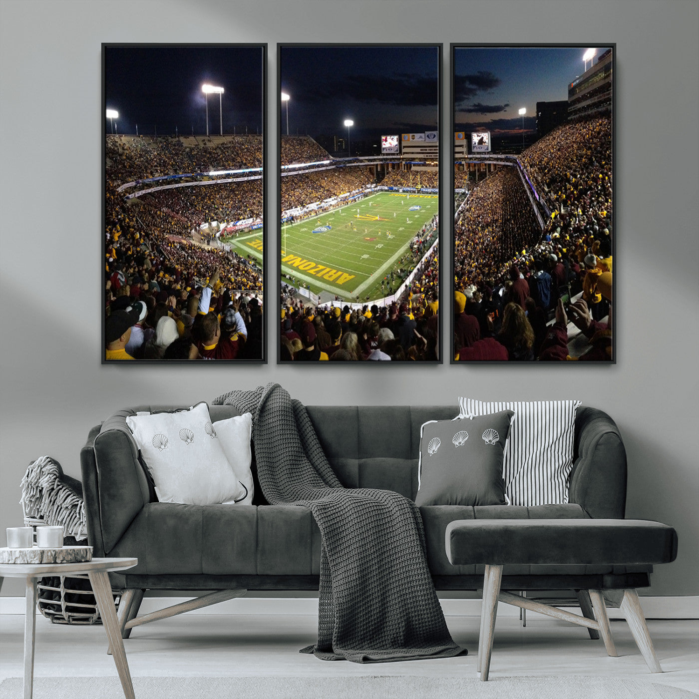 MGV-FC-48X32-3P - ASU Sun Devils Football Team Print Canvas - Phoenix Mountain America Stadium Wall Art Canvas Print