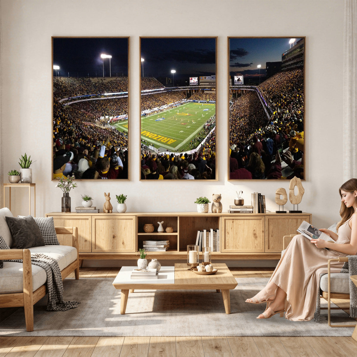 75716-MGV-CV-36X24 - ASU Sun Devils Football Team Print Canvas - Phoenix Mountain America Stadium Wall Art Canvas Print