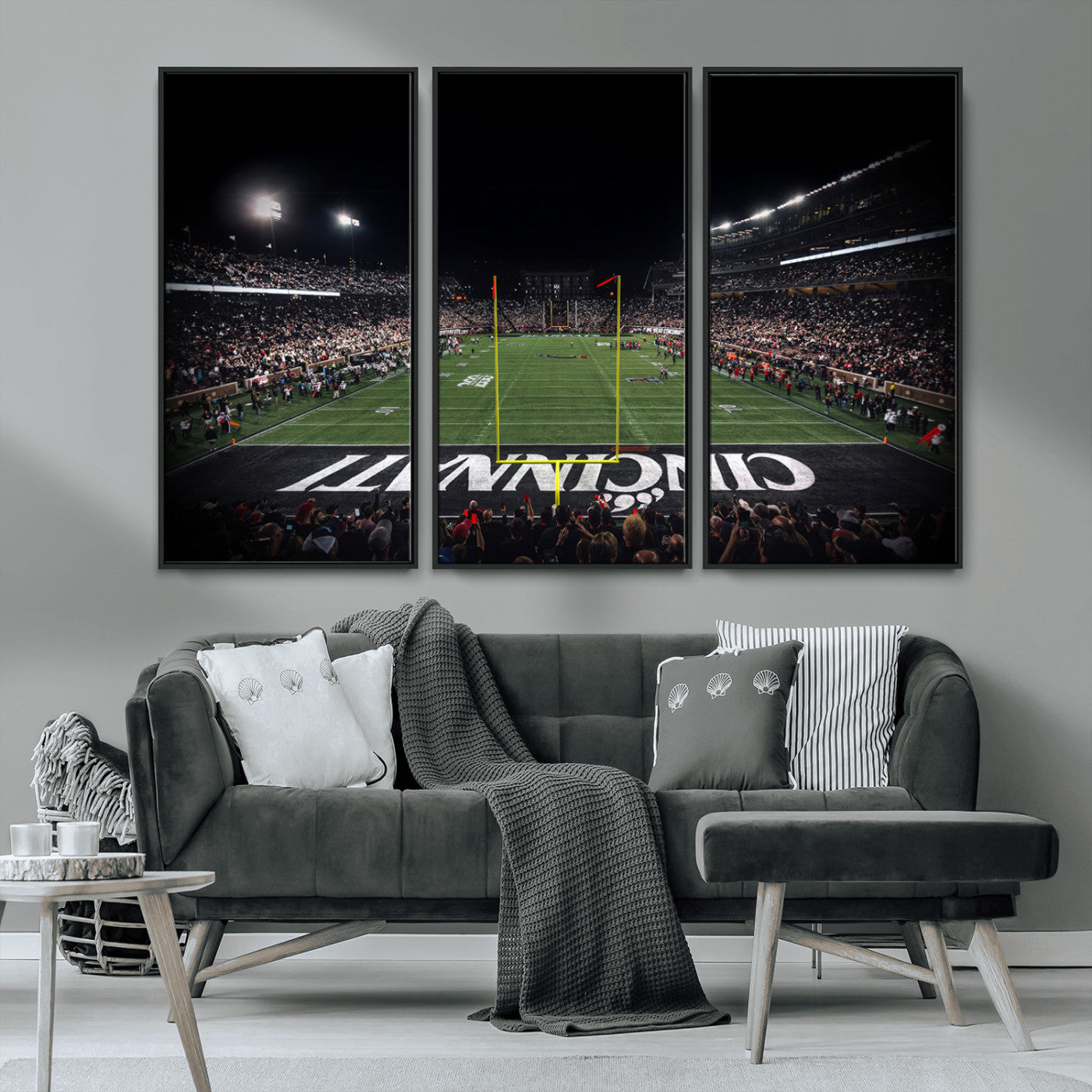 MGV-FC-48X32-3P - Cincinnati Bearcats Football Team Print - Nippert Stadium Wall Art Canvas Print
