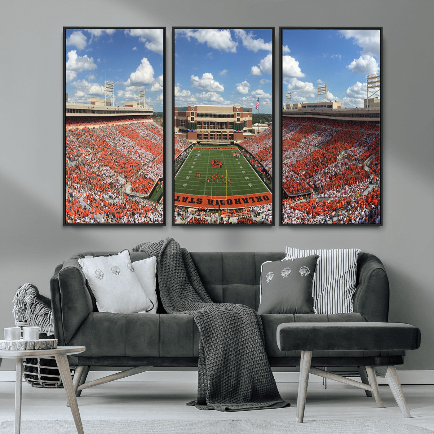 MGV-FC-48X32-3P - Oklahoma State Cowboys Football Team Print - Stillwater Boone Pickens Stadium Wall Art Canvas Print