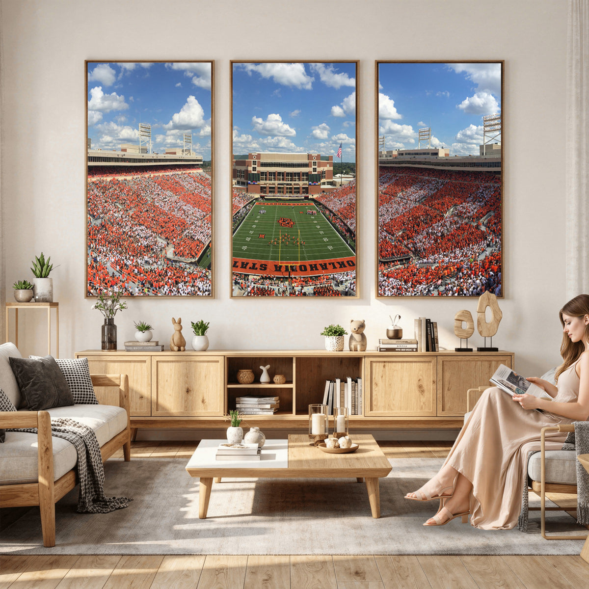 65192-MGV-CV-36X24 - Oklahoma State Cowboys Football Team Print - Stillwater Boone Pickens Stadium Wall Art Canvas Print