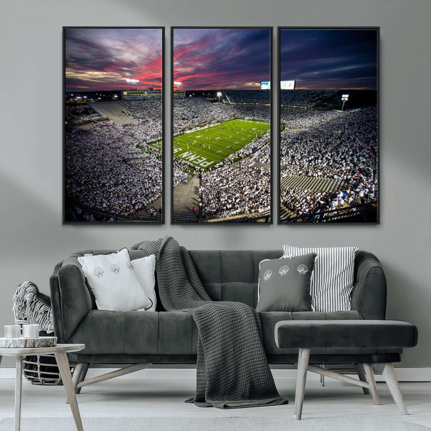 MGV-FC-48X32-3P - Penn State Nittany Lions Football Team Print - University Park Beaver Stadium Art Canvas Print