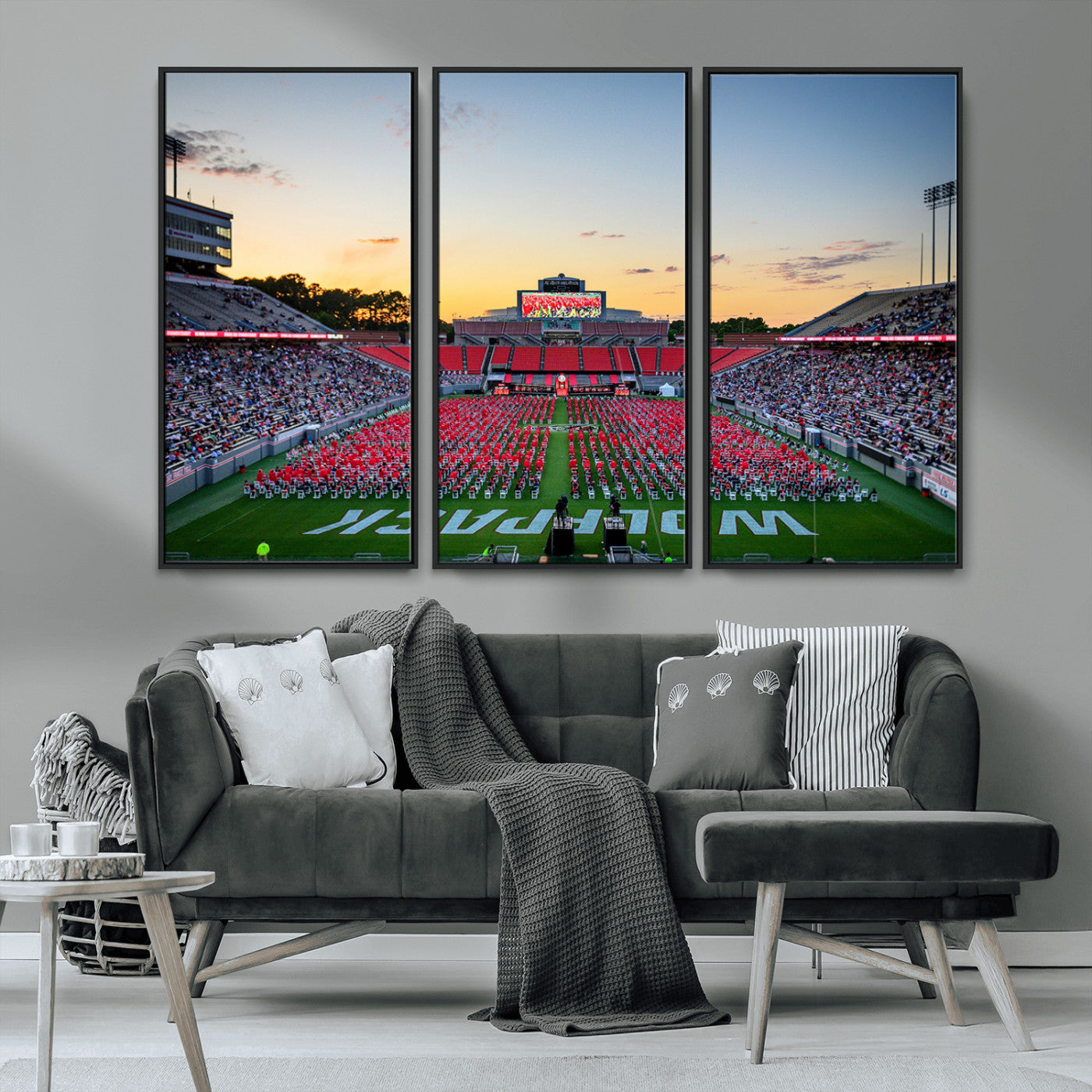 MGV-FC-48X32-3P - NC State Wolfpack Football Team Print Wall Art - Raleigh Carter-Finley Stadium Wall Art Canvas Print