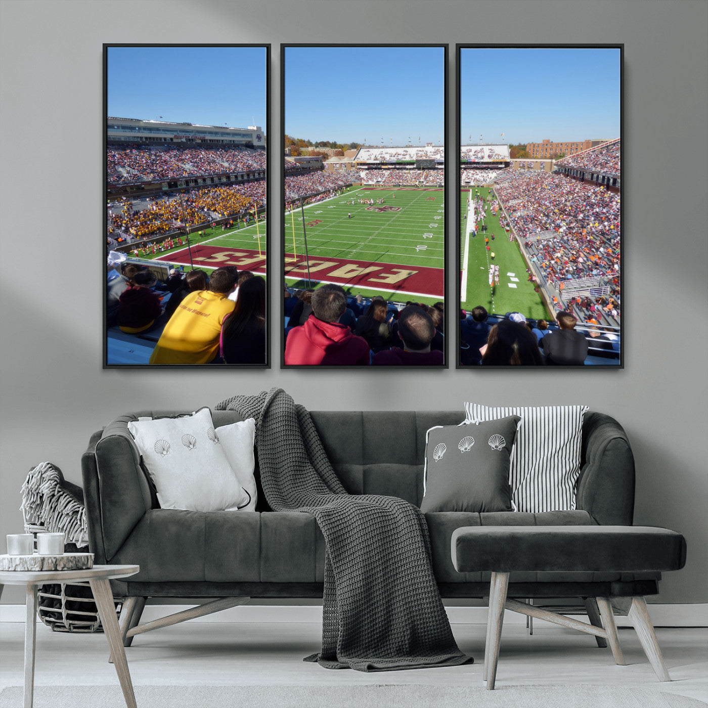 MGV-FC-48X32-3P - Boston College Eagles Football Team Print - Boston Alumni Stadium Wall Art Canvas Print