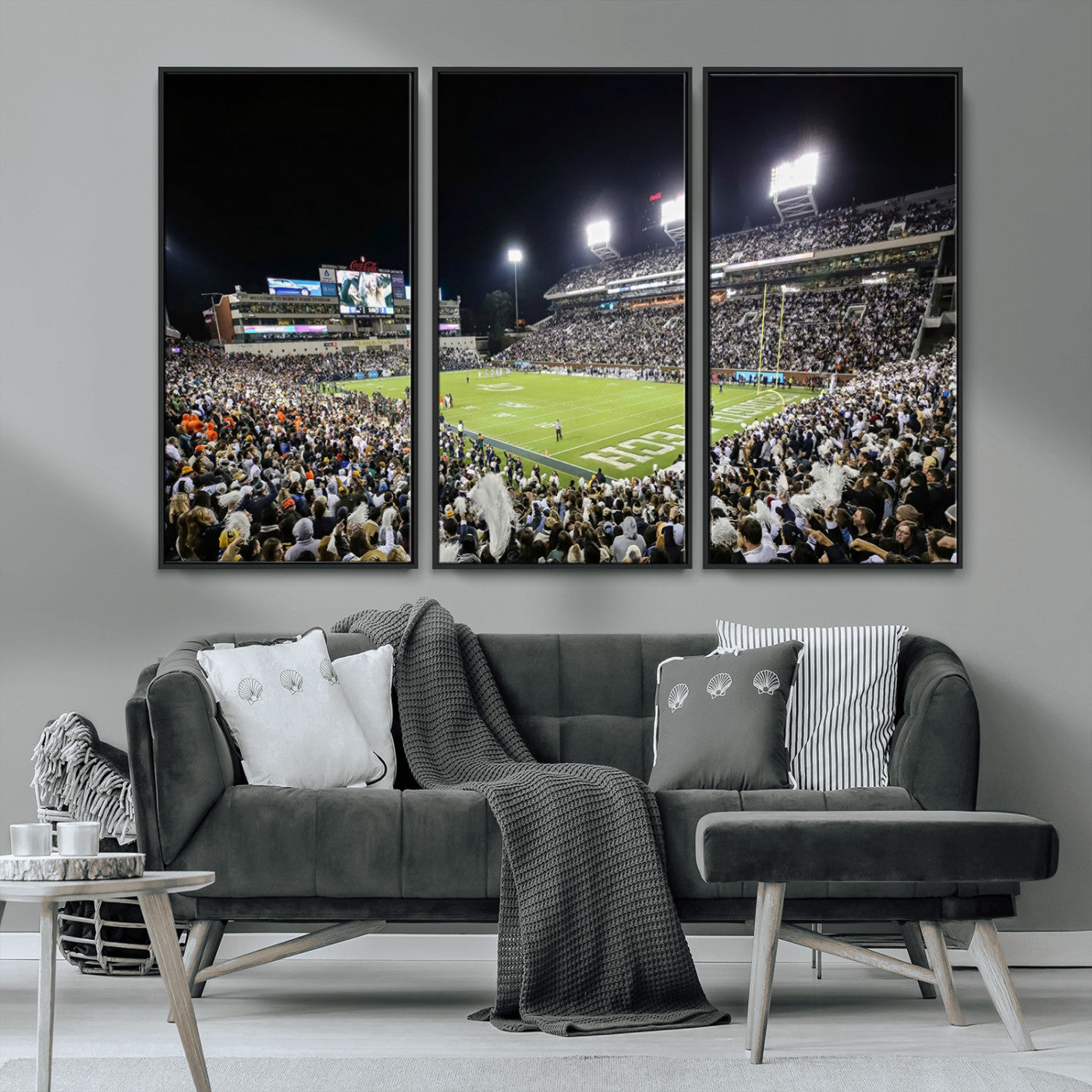 MGV-FC-48X32-3P - Georgia Tech Yellow Jackets Football Team Print - Atlanta Bobby Dodd Stadium Wall Art Canvas Print