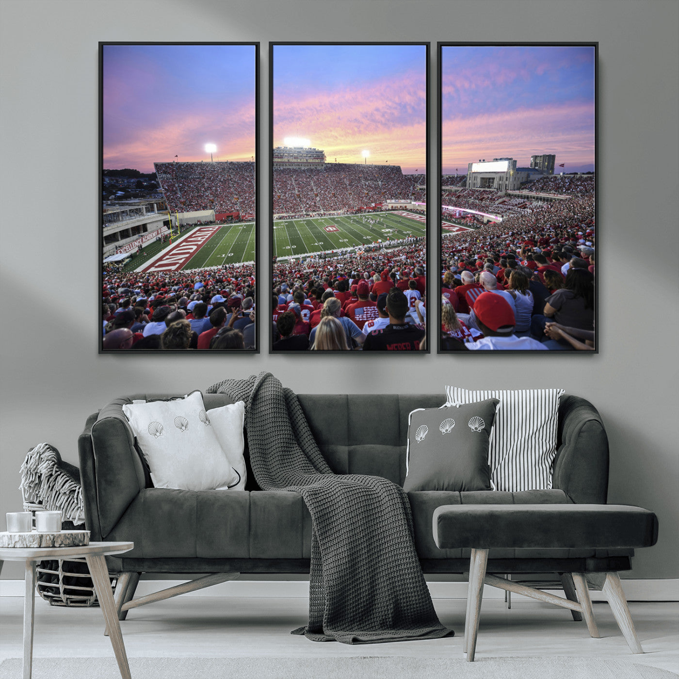 MGV-FC-48X32-3P - Indiana University Hoosiers Football Team Print - Bloomington Memorial Stadium Wall Art Canvas Print