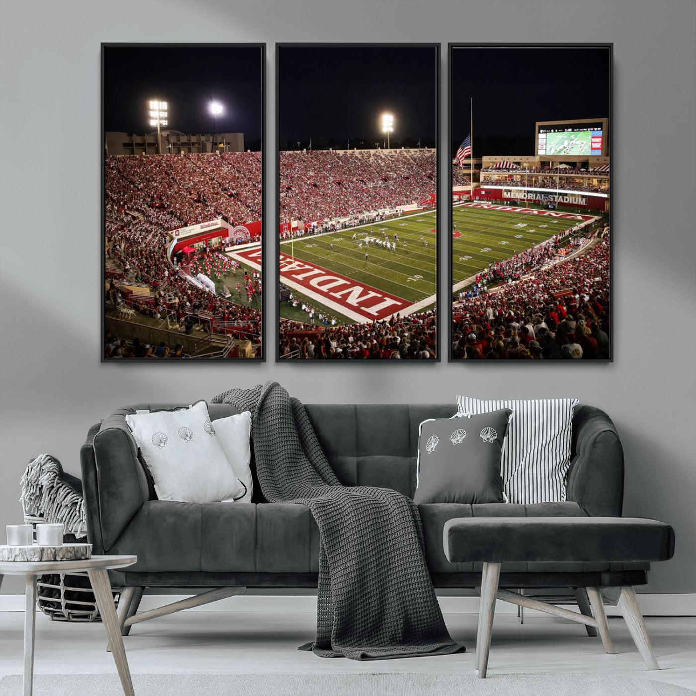 MGV-FC-48X32-3P - Indiana University Hoosiers Football Team Print Canvas - Bloomington Memorial Stadium Wall Art