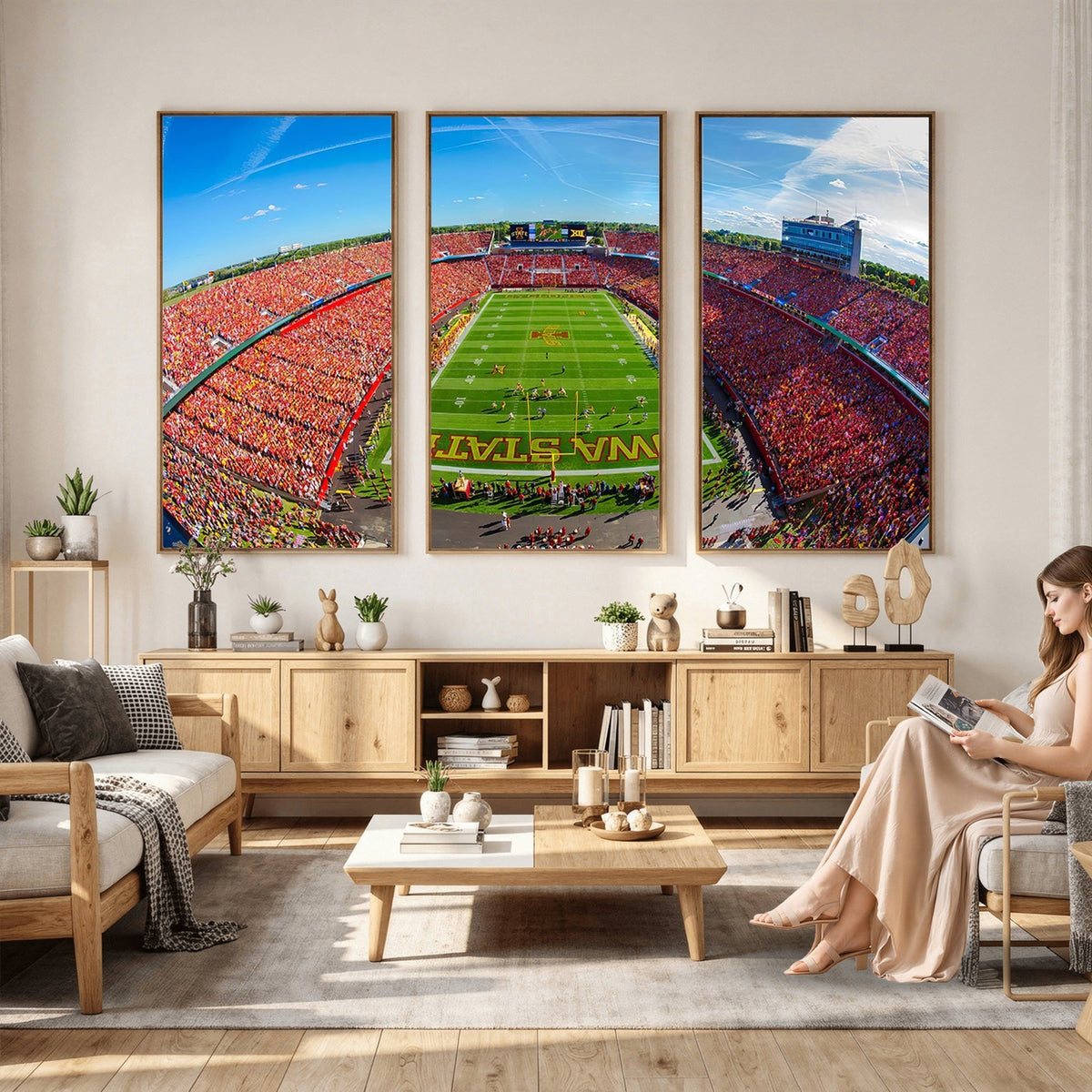 36706-MGV-CV-24X16 - Iowa State University Cyclones Football Team Print, Ames, Framed and Ready to Hang