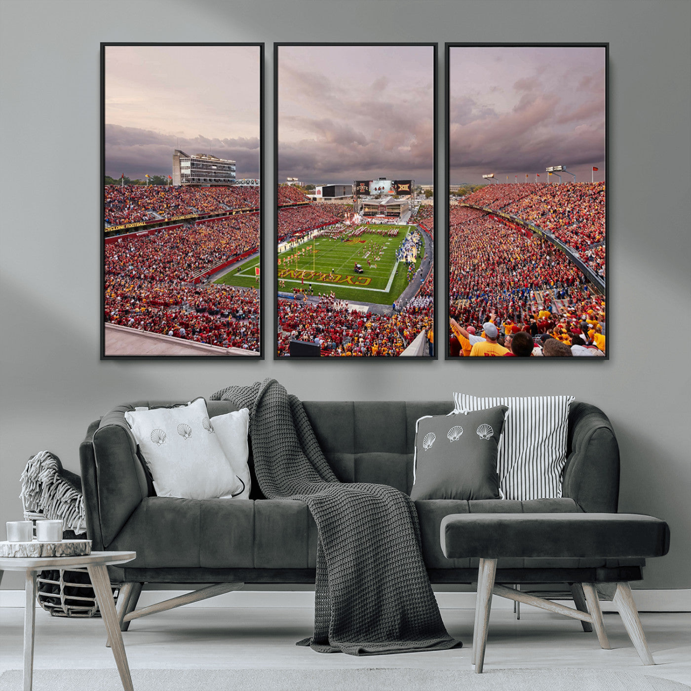 MGV-FC-48X32-3P - Iowa State University Cyclones Football Team Print - Ames Jack Trice Stadium Wall Art Canvas Print