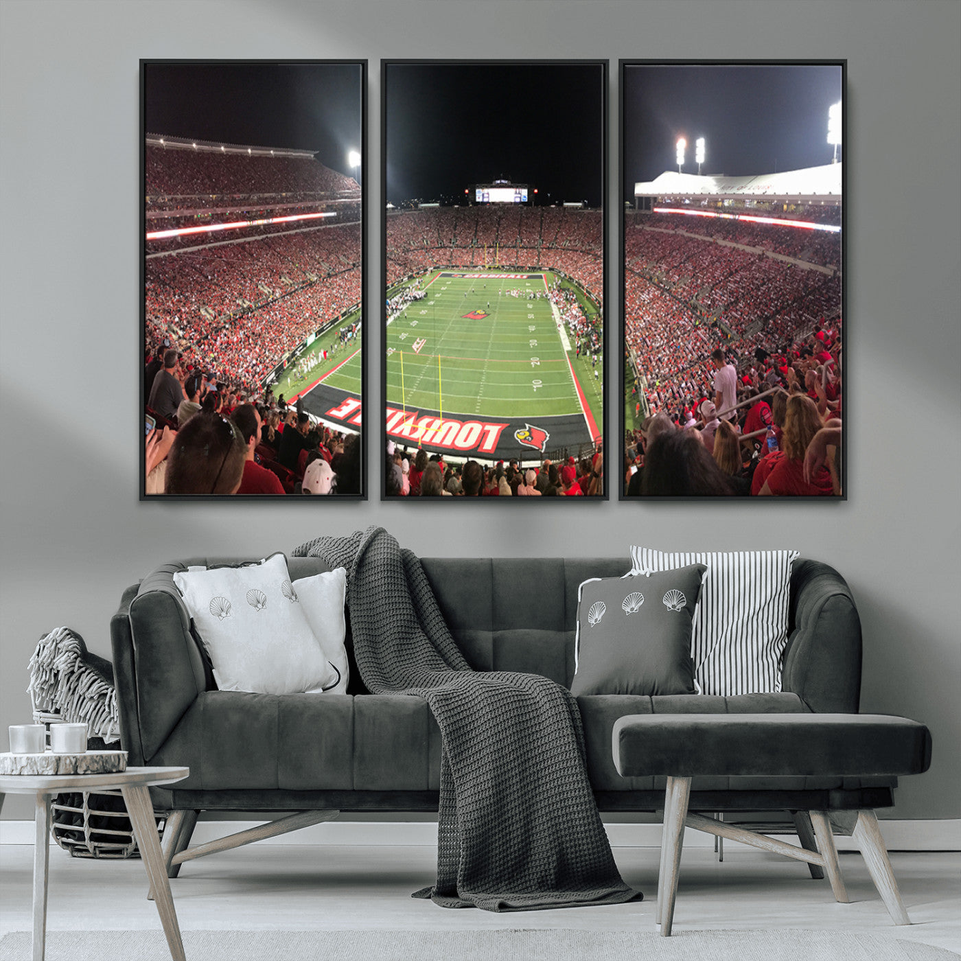 MGV-FC-48X32-3P - University of Louisville Cardinals Football Team Print - Louisville Cardinal Stadium Wall Art Canvas