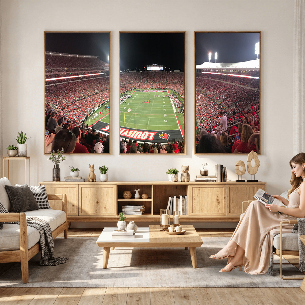 51251-PAN-FL-20X10 - University of Louisville Cardinals Football Team Print - Louisville Cardinal Stadium Wall Art Canvas