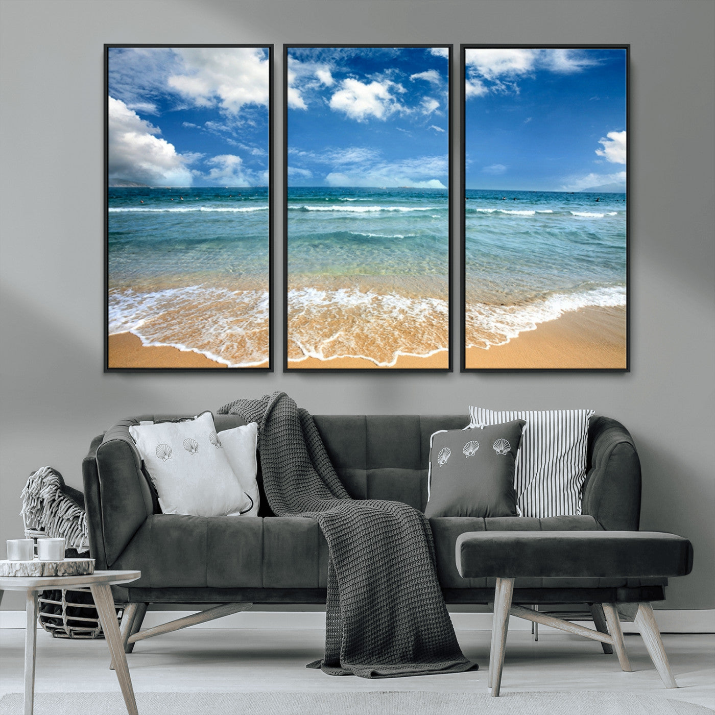 MGV-FC-48X32-3P - Sea View From the Beach Canvas Print