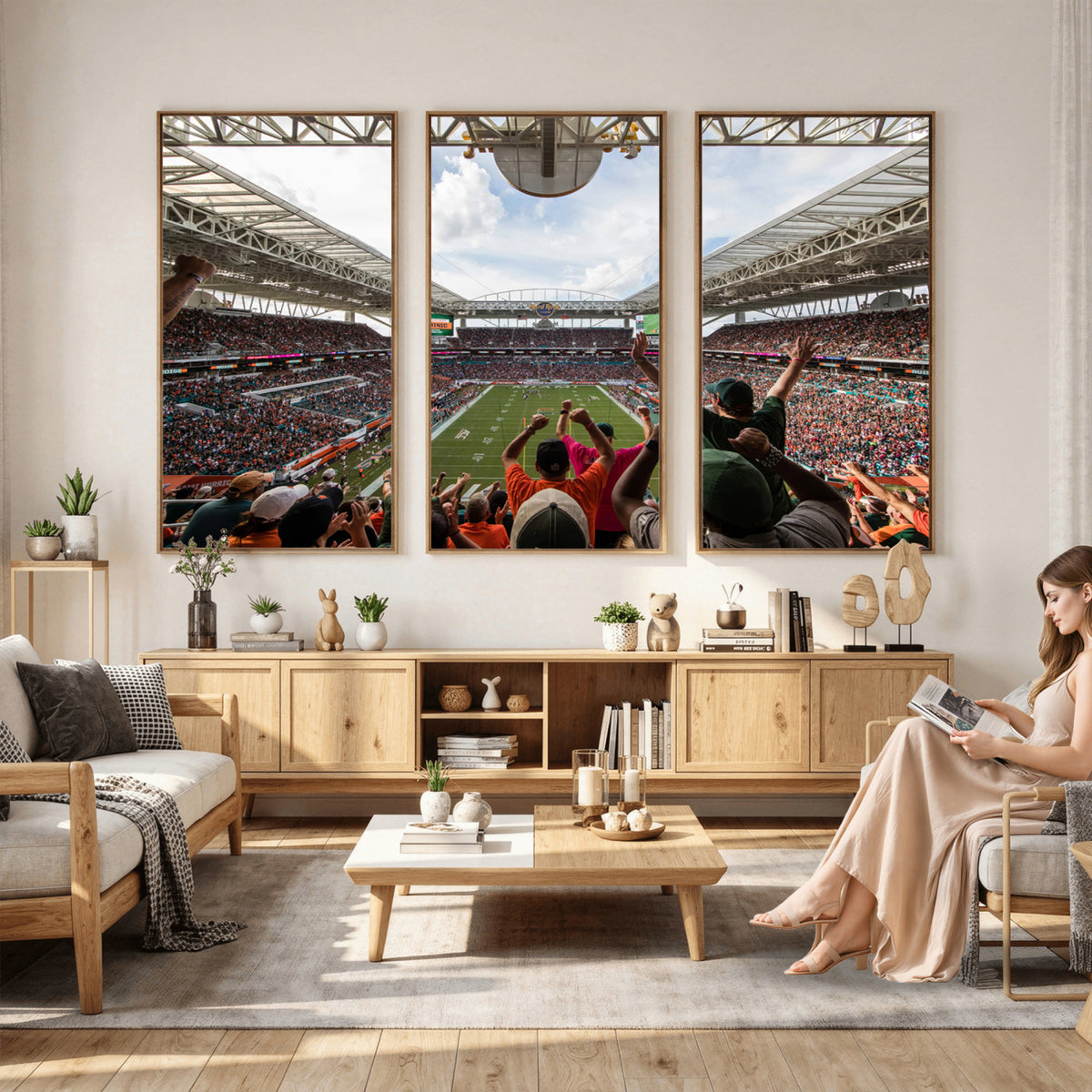 66239-PAN-FL-20X10 - Miami Hurricanes Football Team Wall Art Print - Miami Hard Rock Stadium Wall Art Canvas Print